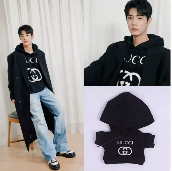 画像2: 20/肖战肖戦着用風パーカー黒 025 ぬい服 シャオジャン (2)