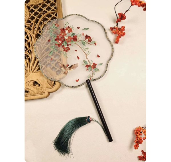 画像3: 中国雑貨 団扇 うちわ 003 刺繍 (3)