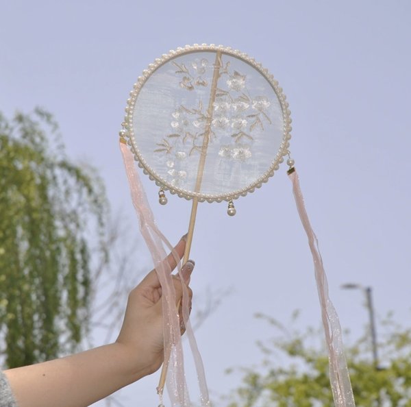 画像7: 中国雑貨 団扇 うちわ 002 刺繍 (7)